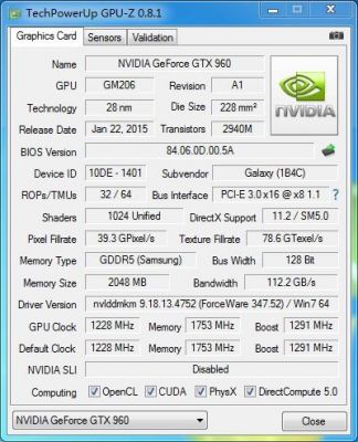 影驰gtx960黑将如何辨别正品？gpuinfo