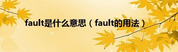 FAULT是什么意思？fauit