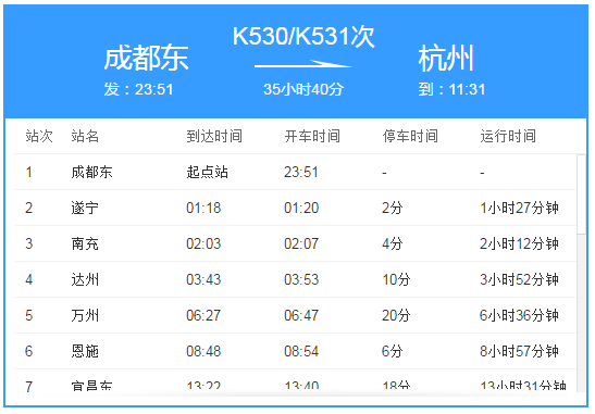 k530成都到杭州的火车是哪个站？k530-图2